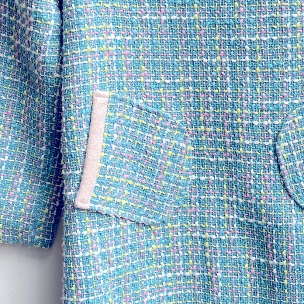 Chicwish NWOT heavy tweed baby blue light blue dress with white collar - Picture 3 of 5